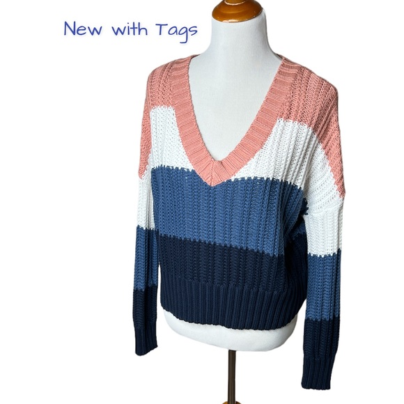 Sweater Aeropostale Oversized Knit V Neck Cropped Boxy Loose cute casual NEW - Picture 4 of 10